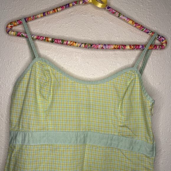 Made In Italy Of Benetton Taglia Plaid Summer Dress Cotton Green Size Small - Picture 2 of 11